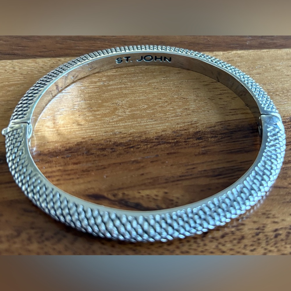 St. John Textured Hinged Bangle Bracelet